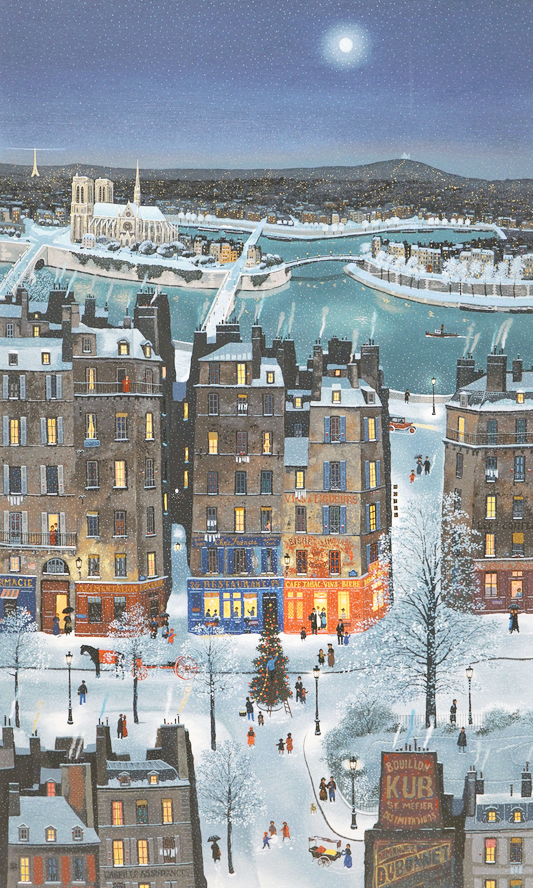 ドラクロワ　夜のパリのクリスマス Noel de neige sur Paris 　Christmas Snow over Paris