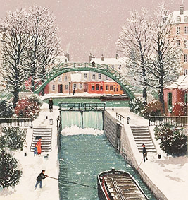 ミッシェル・ドラクロワ「冬のサンマルタン運河」winter-canal-saint-martin