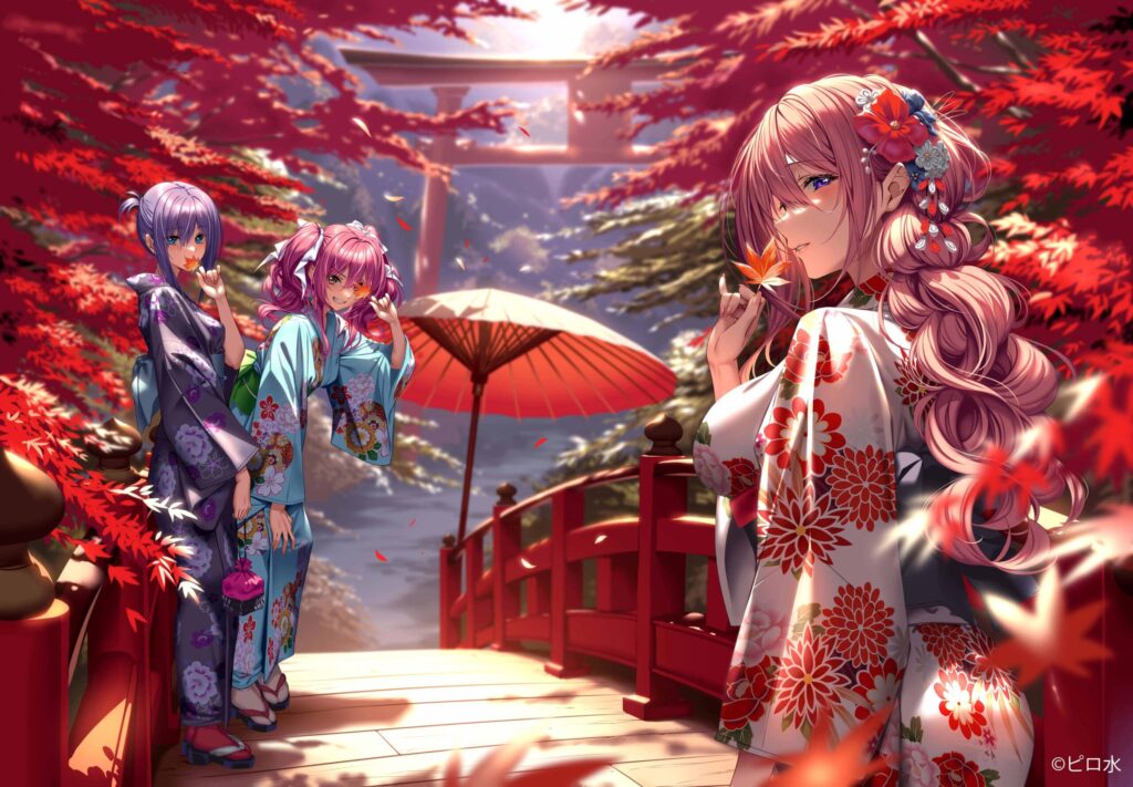 ピロ水　照紅葉