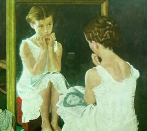 鏡に向かう少女