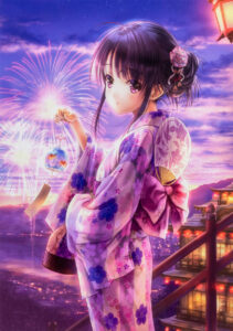 夏祭りと浴衣少女