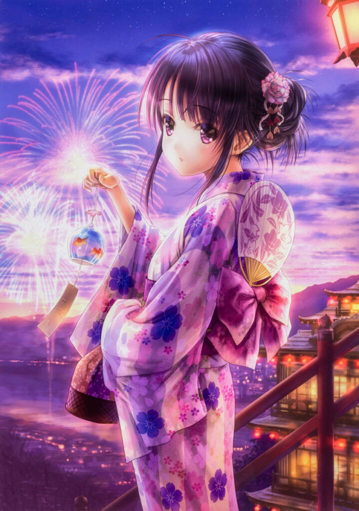 夏祭りと浴衣少女
